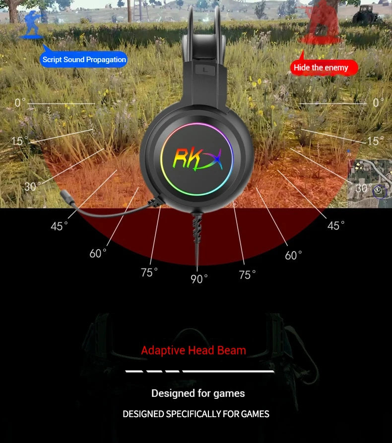 Gaming headset headset computer wired headset with microphone gaming game play listening to the sound of the USB interface