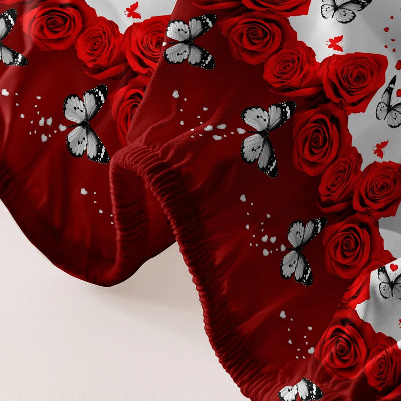 1 sengeteppe med blomster- og sommerfuglmønster og frostet mønster, sengeteppe til soverommet med trykk, sengetøy (unntatt putevar)