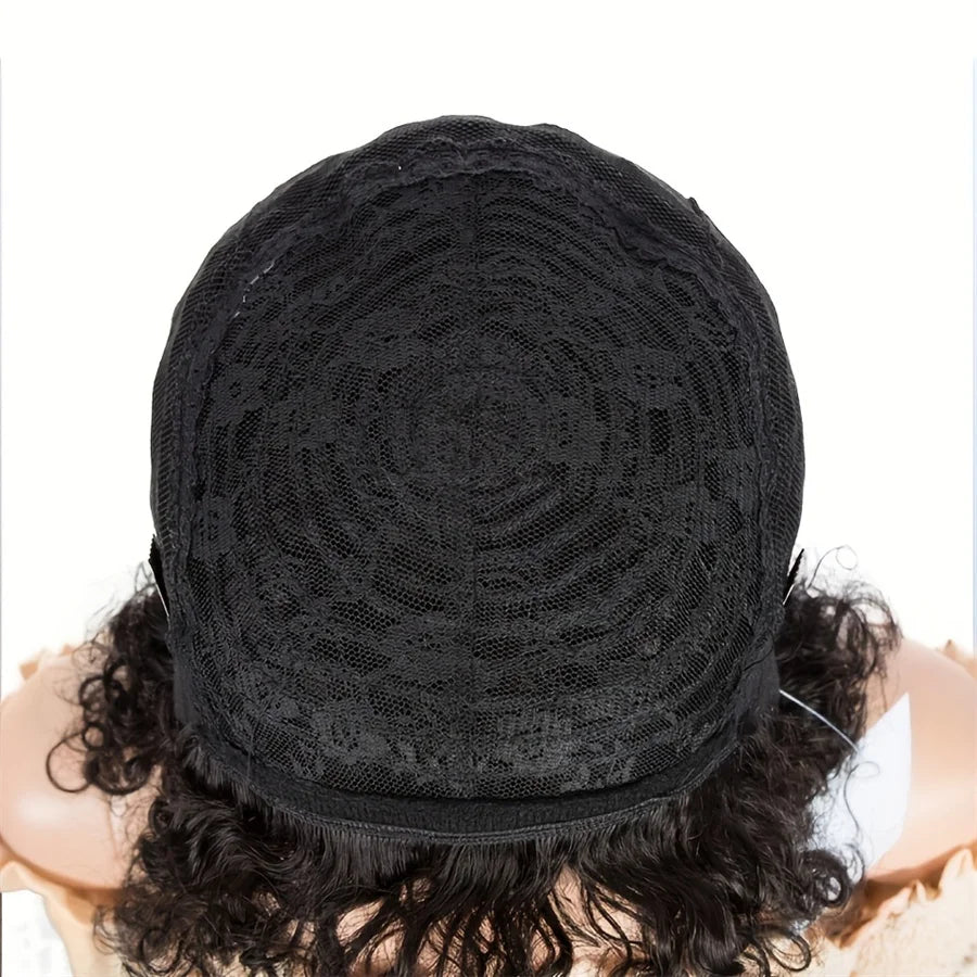 Perruque de cheveux humains coupe pixie couleur marron 99j 4 pouces 150 % densité fabrication à la machine perruques courtes droites dégradées de cheveux humains pour femmes usage quotidien cadeau