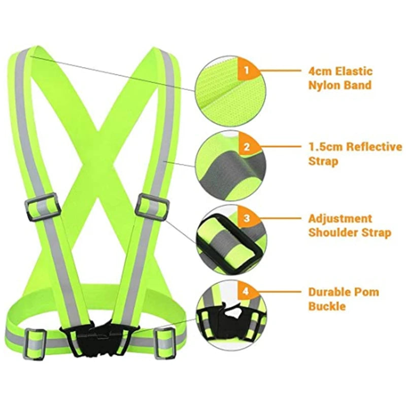 Chaleco reflectante de seguridad para caminar de noche al aire libre (1 o 2 unidades), de alta visibilidad, ajustable, ligero, para ciclismo, impermeable, para correr