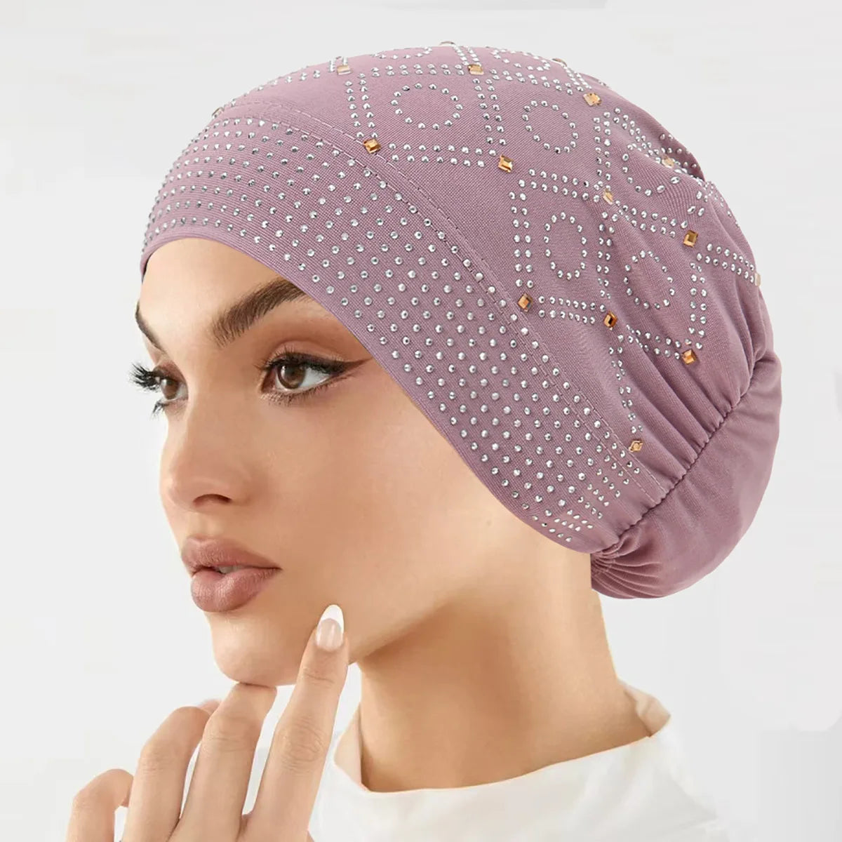 Gorro hiyab con gorro interior de diamantes