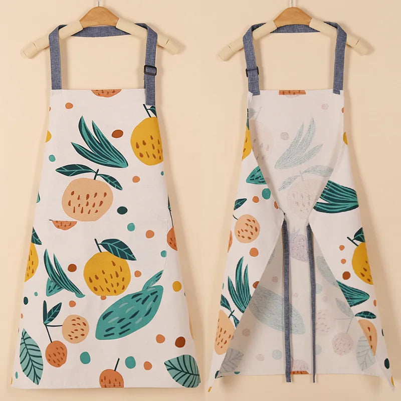 1 ud. Delantal de moda de tela de algodón, impermeable, engrosado, resistente a la suciedad, delantal de cocina y ropa de trabajo para el hogar, ropa de trabajo de jardinería