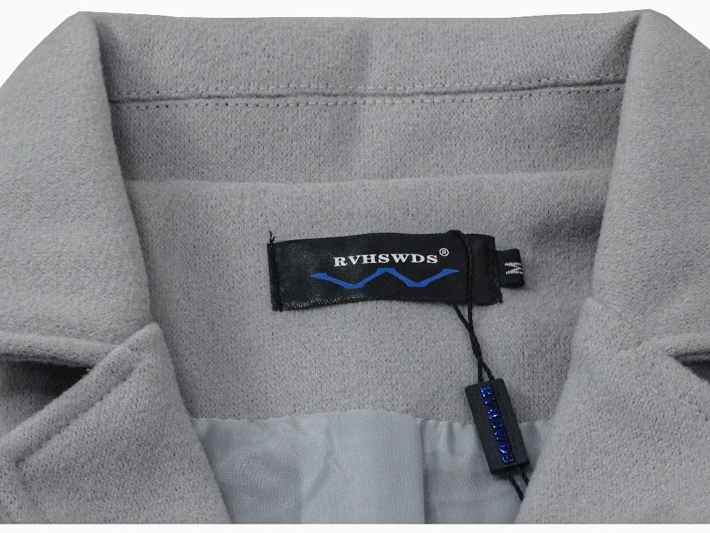 Chaquetas de streetwear para hombre, ropa de abrigo informal de color liso y abrigos, chaqueta de lana de solapa con botonadura simple para primavera e invierno
