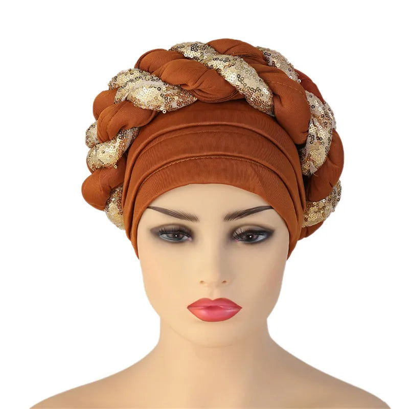 Sequin Braid African Turban