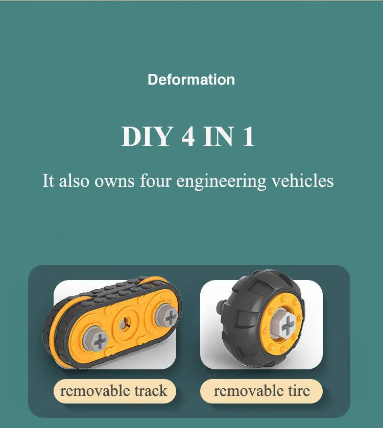 Jouets pour enfants, véhicule d'ingénierie, perceuse électrique, outils, ensembles éducatifs assemblés, outils pour garçons, cadeau de construction d'écrous