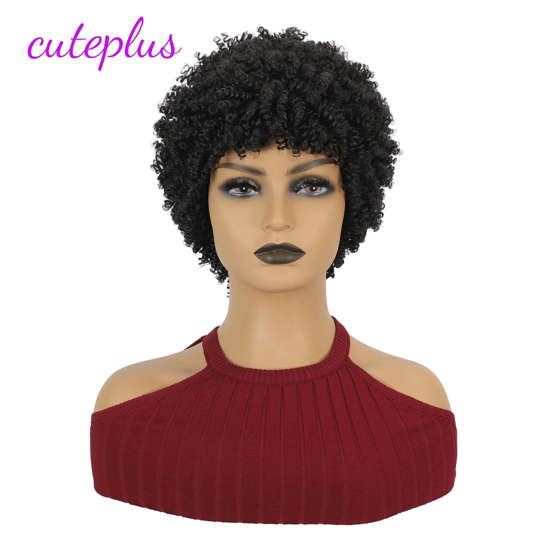 Peluca afro corta rizada con ondas marcadas