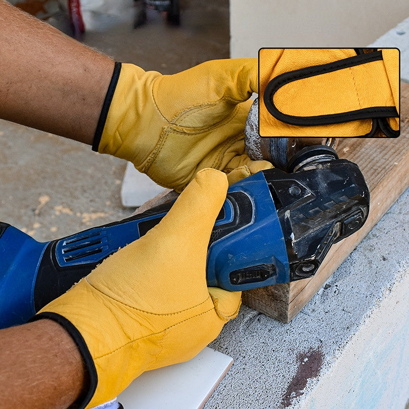 Guantes de trabajo Cuero de vaca Trabajadores Soldadura Protección de seguridad Jardinería Deportes Motocicleta Conductor Guantes resistentes al desgaste