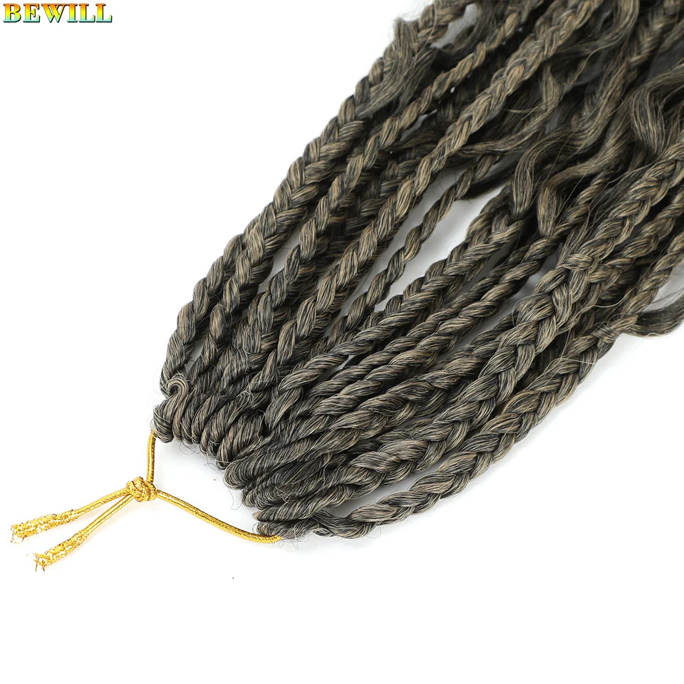 18" Long Boho Braids Extensions Goddess Box Braids Crochet Hair Black Purple Pink Synthetic Braiding Hair Bohemian Hippie Braids