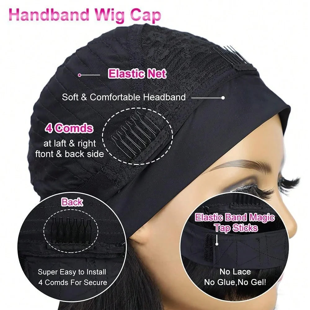 Straight Human Hair Headband Wig