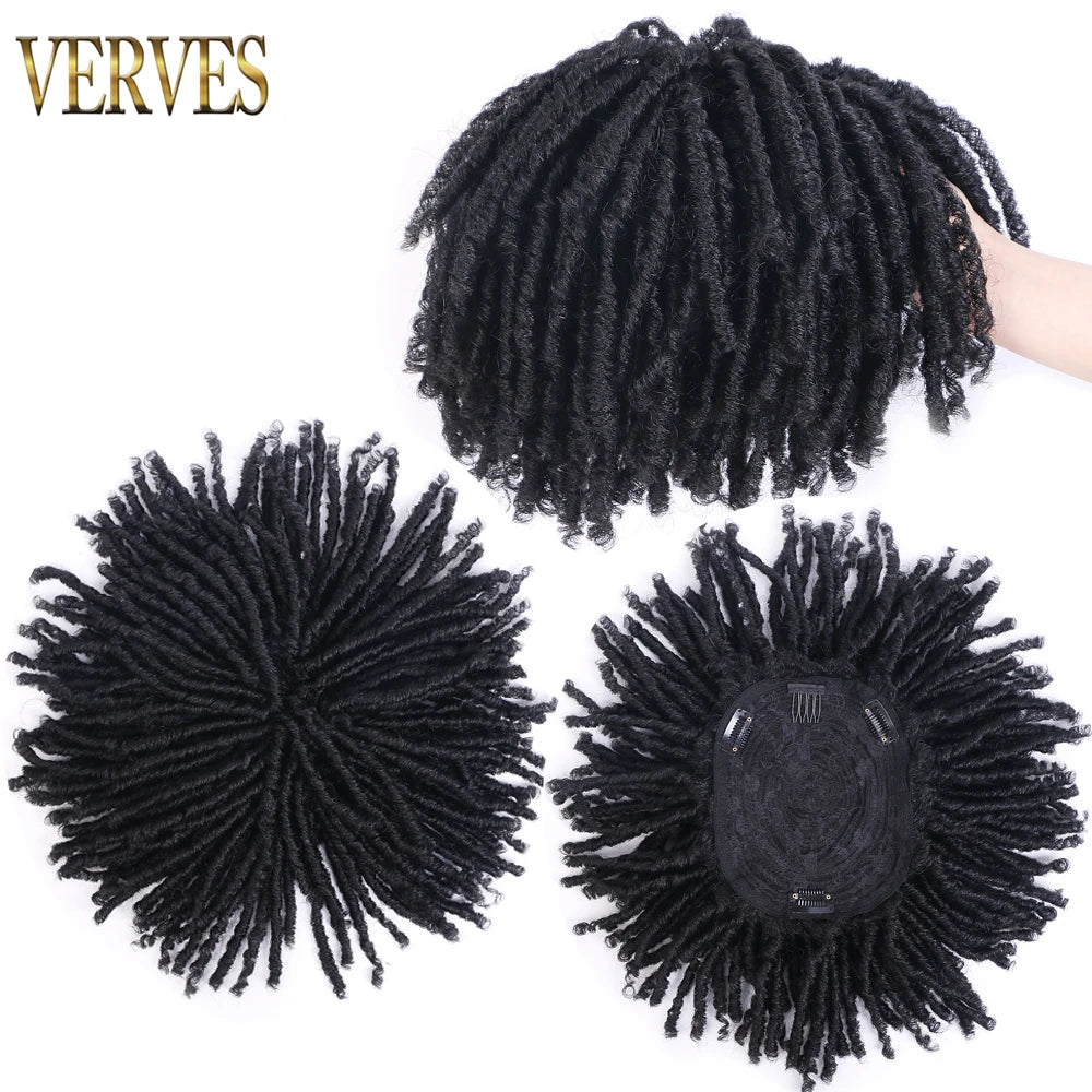 VERVES Dreadlocks Synthétiques Noirs Perruque Dreadlocks Demi-Clip Topper Tresses au Crochet 6 Pouces Courtes Perruque Femme Gris Marron