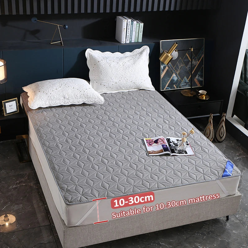 Cubrecama Impermeable Sobre La Cama Protector De Colchón Transpirable Antideslizante Con Banda Elástica Alfombrilla Antipolvo Para Hotel y Hogar