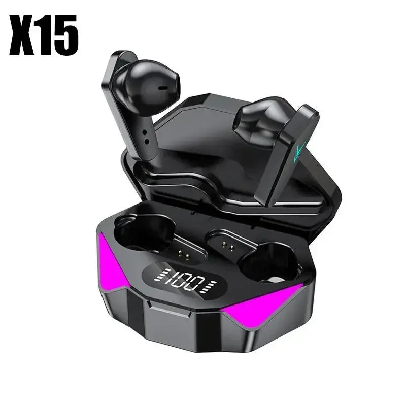 Écouteurs de jeu sans fil Bluetooth X15 TWS avec micro, basses, positionnement du son, stéréo 9D, casque HiFi pour gamer