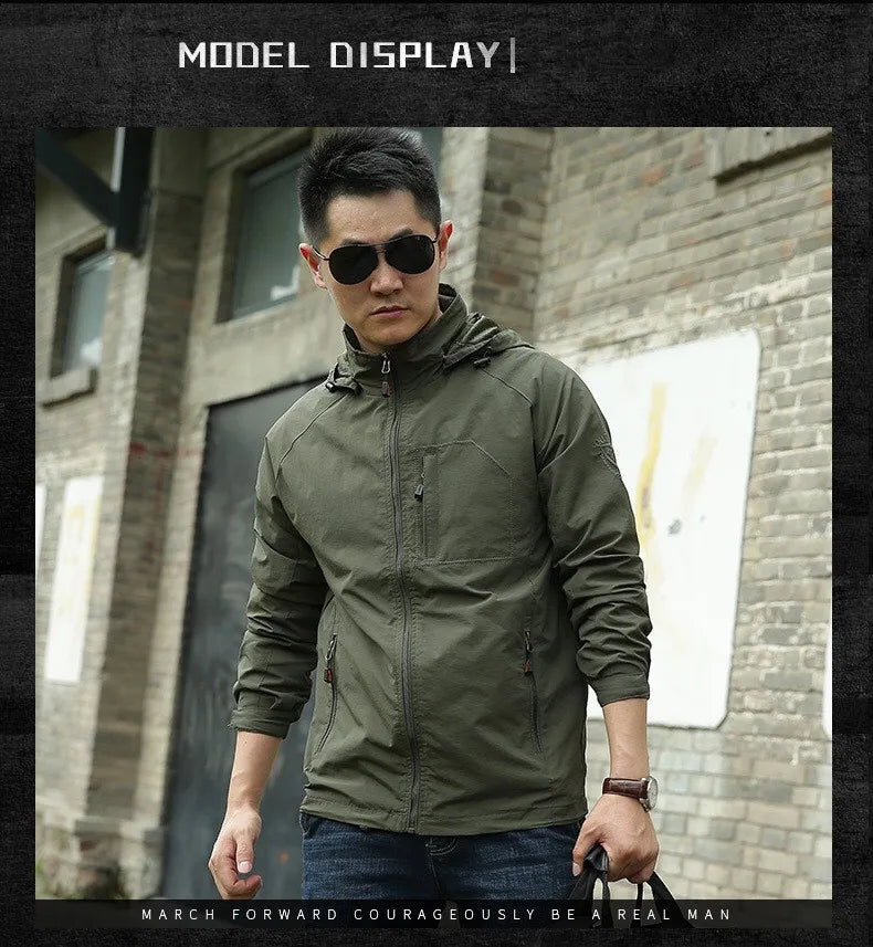 Chaqueta de hombre para senderismo y camping al aire libre, impermeable, cortavientos con capucha, abrigo informal nuevo de otoño, chaqueta táctica militar para hombre 6XL
