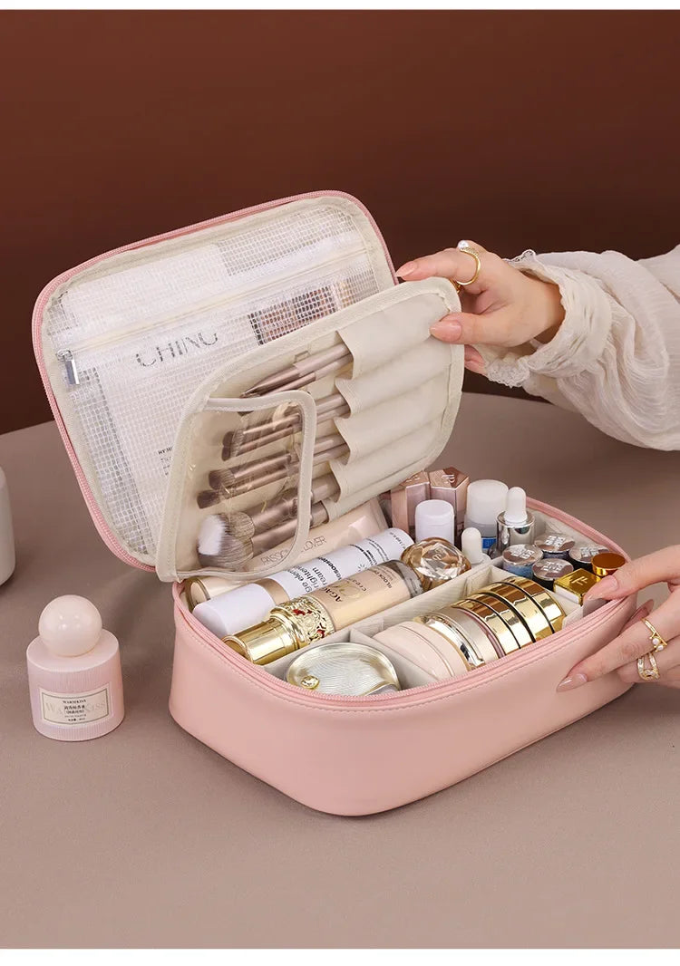 Nuevo neceser de cosméticos para mujer, bolso portátil, bolsa de almacenamiento de gran capacidad, neceser de lujo, organizador de viaje, esenciales, neceser de aseo