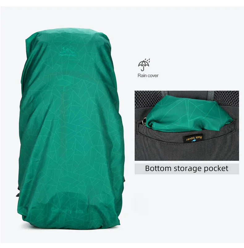 Mochila de senderismo, bolsa de camping, montañismo con funda impermeable para lluvia, mochila de día para hombres y mujeres, mochila de viaje al aire libre, pesca