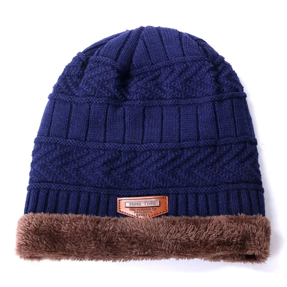 Nuevo gorro de invierno unisex elegante con forro de piel sintética, gorro cálido suave, gorros de invierno gruesos para hombres y mujeres, gorro de punto