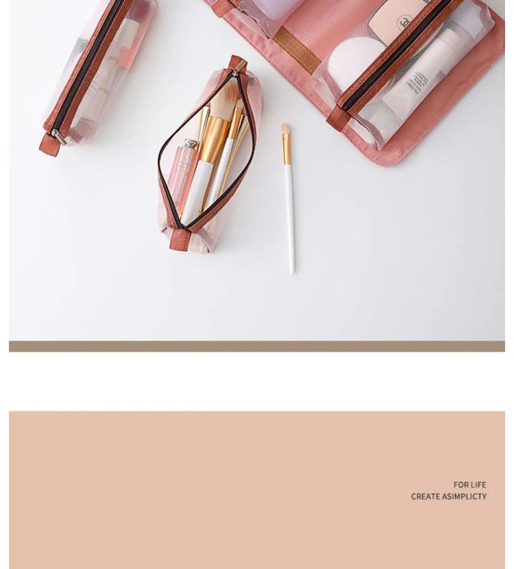 Bolsas de maquillaje desmontables, 4 piezas en 1, neceser portátil de viaje plegable y separable, organizador de almacenamiento de artículos de tocador, bolsa de maquillaje nueva
