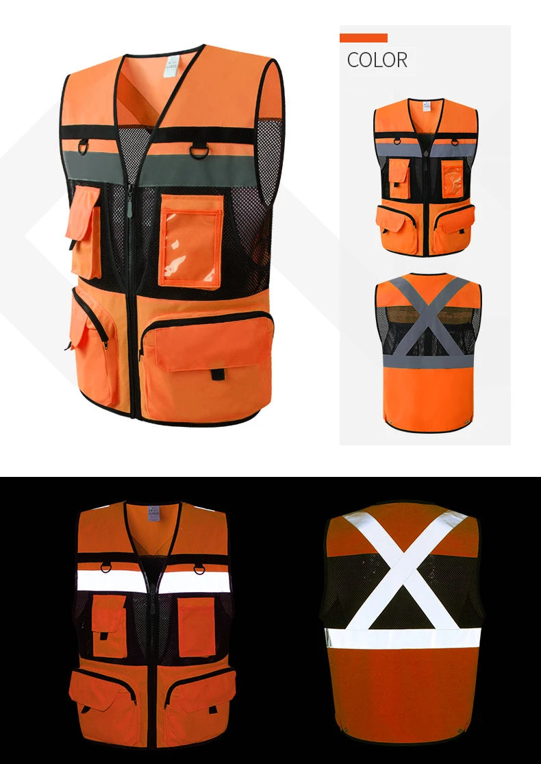 Arbeidsvest med multifunksjonelle lommer Arbeidsvest for menn Konstruksjon Byggearbeid Vester