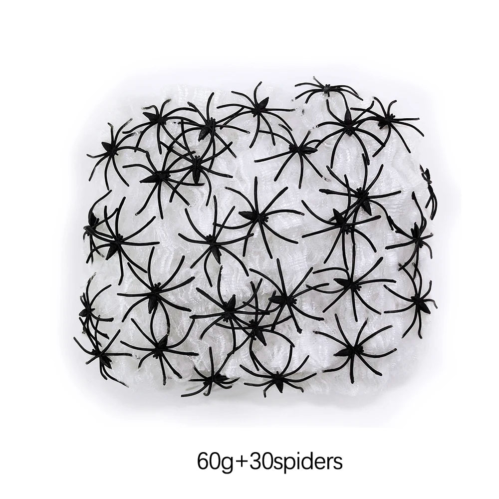 Halloween Decorations Artificial Spider Web White Stretchy Cobweb for Scary Party Scene Props Horror House Decoraton Accessories