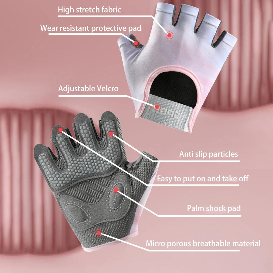 Guantes deportivos y de fitness, unisex, de medio dedo, transpirables, para entrenamiento con pesas rusas, correas de bicicleta, protectores de muñeca, mancuernas de hierro
