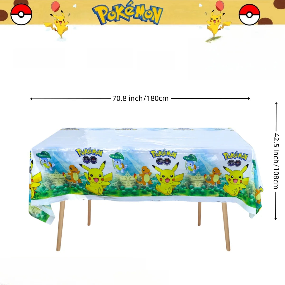 Mantel de Pokémon, decoración de fiesta de cumpleaños de Pikachu, mantel desechable, cubierta de mesa, baby shower, regalo de juguete para niños, suministros para fiestas