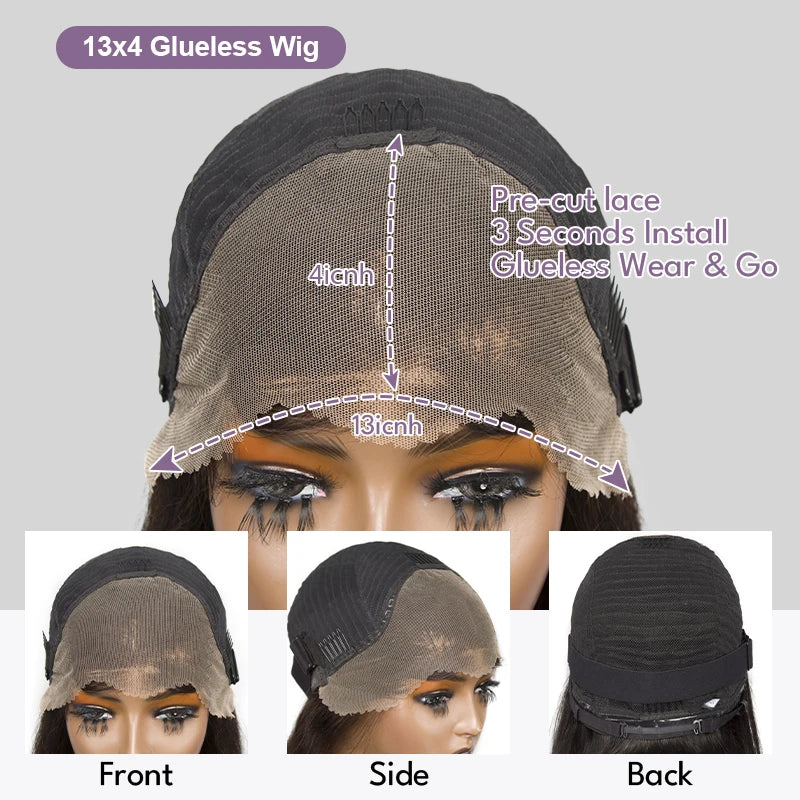 Ondas de Agua Pre-Cortadas Sin Pegamento Pelucas Bob 13x4 Rizadas 7x5 Peluca Sin Pegamento Cabello Humano Lista Para Usar Pelucas Frontales de Encaje Para Mujeres Pre-Arrancadas
