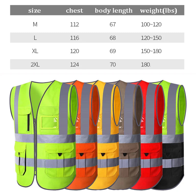 Chaleco Rojo para Hombre Chaleco de Trabajo con Múltiples Bolsillos Ropa de Trabajo de Alta Visibilidad