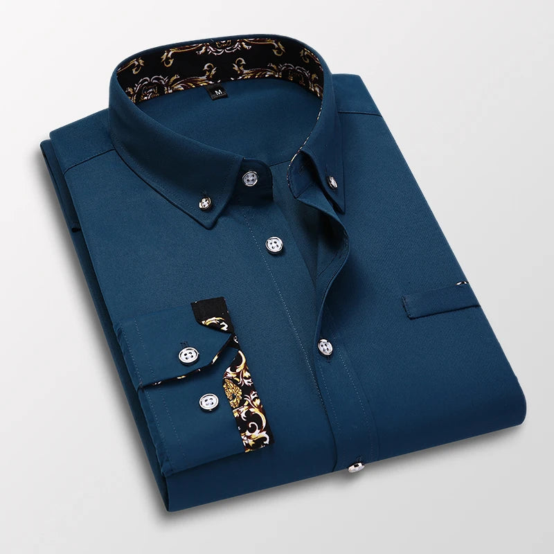 Men's Clothing Arrival Men Shirt, Fashion Causal Long Sleeved Male Dress Social Business Cotton Shirt Soft Weeding White Shirts