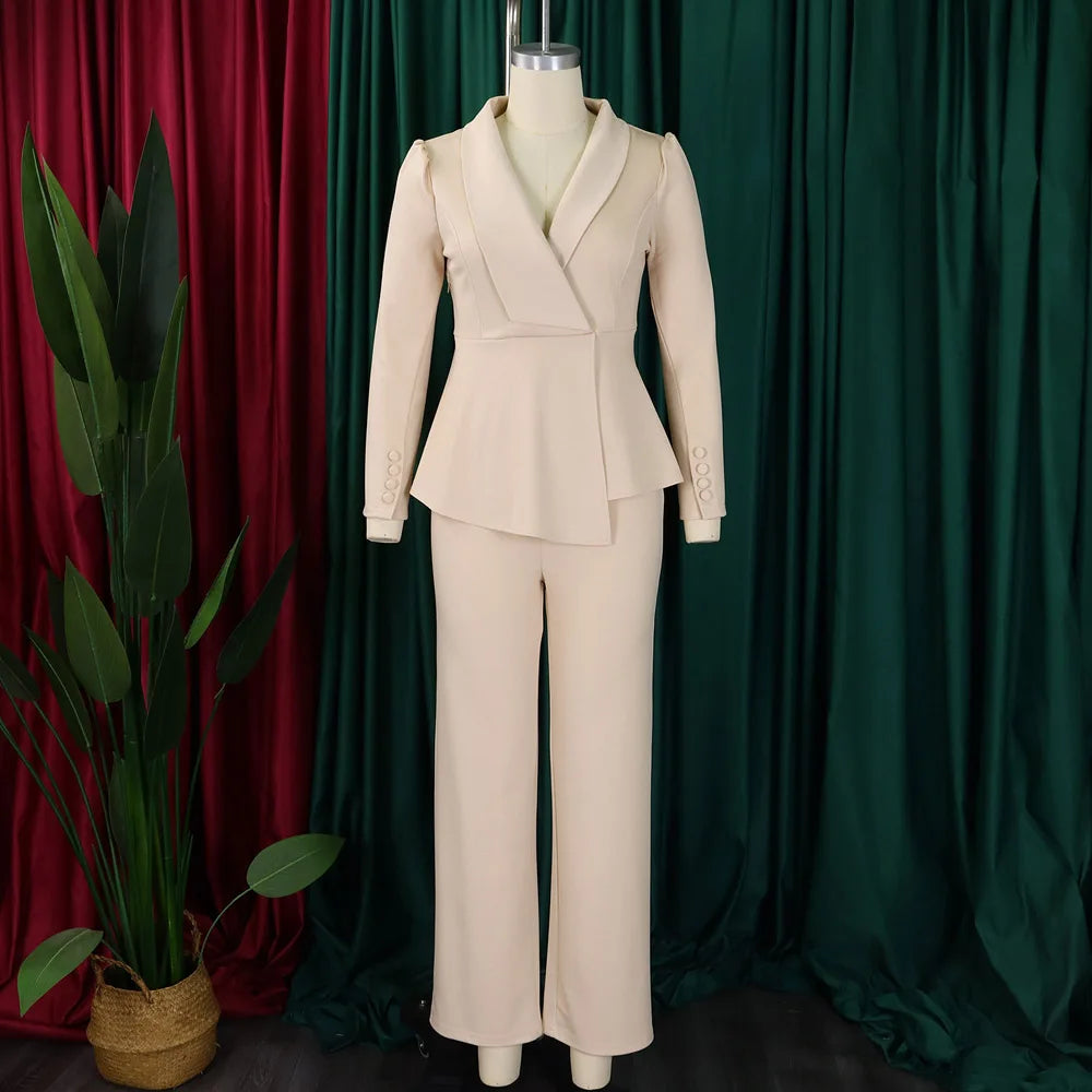 2-delt buksedress med vide ben for kvinner, formelt buksesett, elegant bryllupsfestkjole, kontorarbeid, forretningsantrekk, formelt antrekk