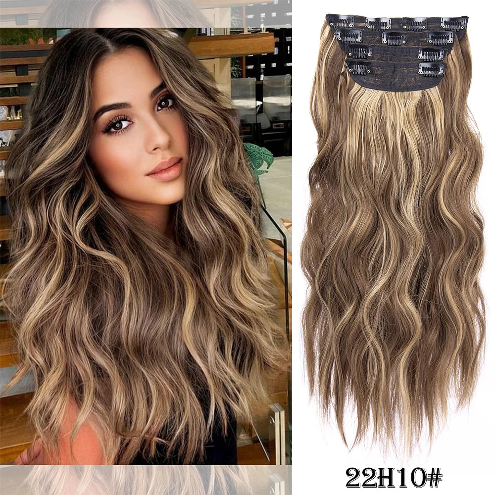 Extensiones de Cabello Ondulado Largo de Clip