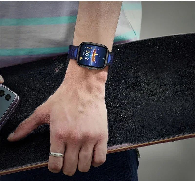 Montre connectée pour enfants, écran tactile HD de 1,75 pouce, bracelet connecté pour jeux et musique, cadeau idéal pour garçons et filles, compatible avec iOS et Android