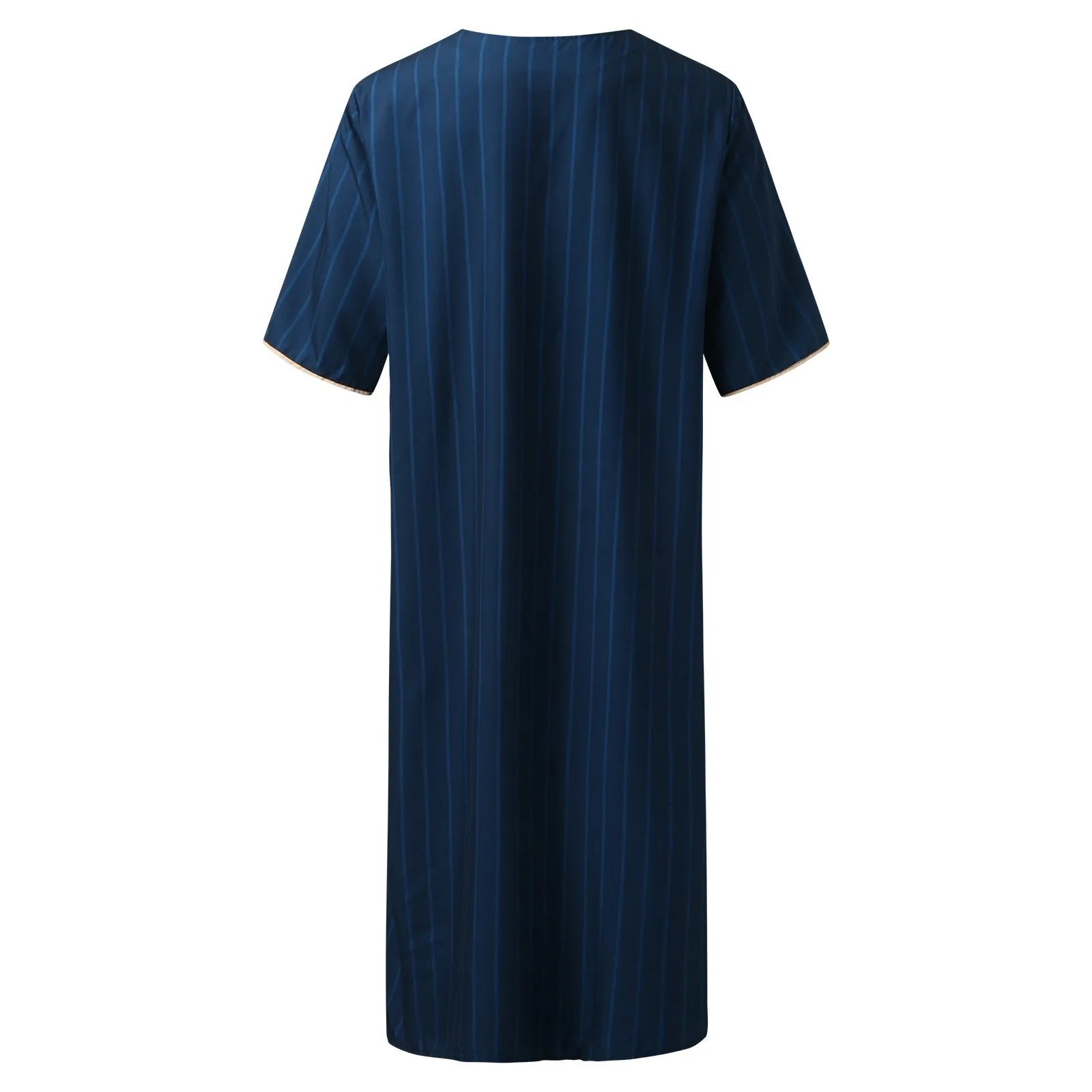 Ropa Musulmana Hombre Bordado a Mano Holgado Transpirable Moda Verano Túnica Suelta Lujo Dubái Escote en V Manga Corta Estampado