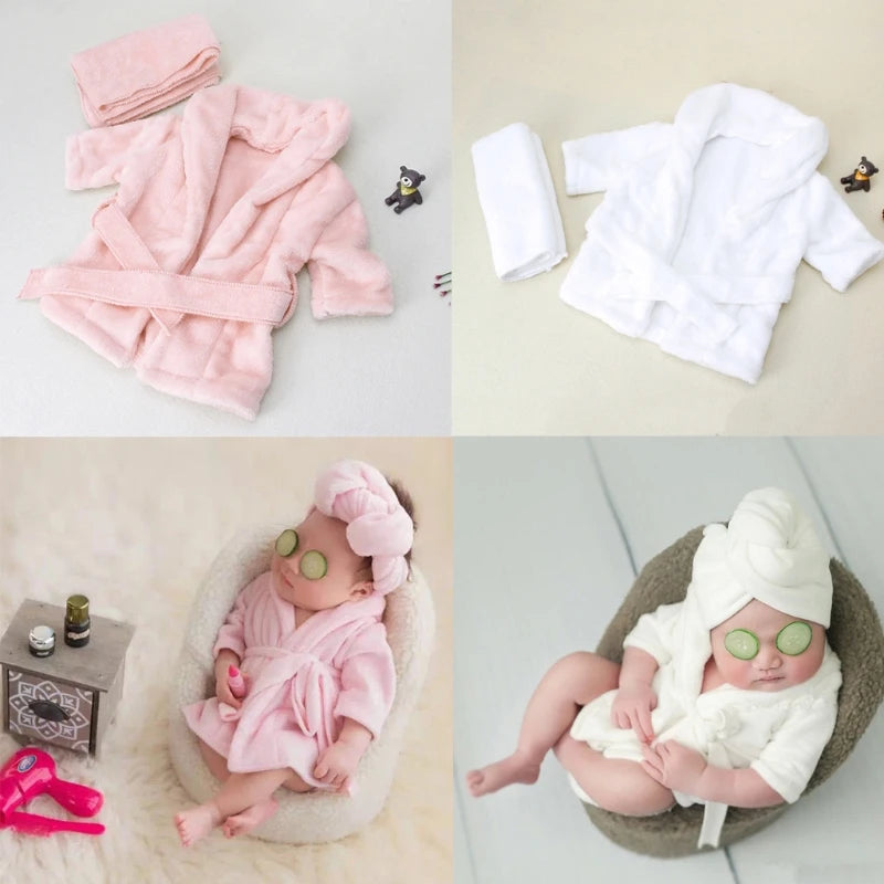 New Baby Bathrobes Bath Towel Solid Color Warm Suit Newborn Photography Outfits for Photo Shoot Accessories