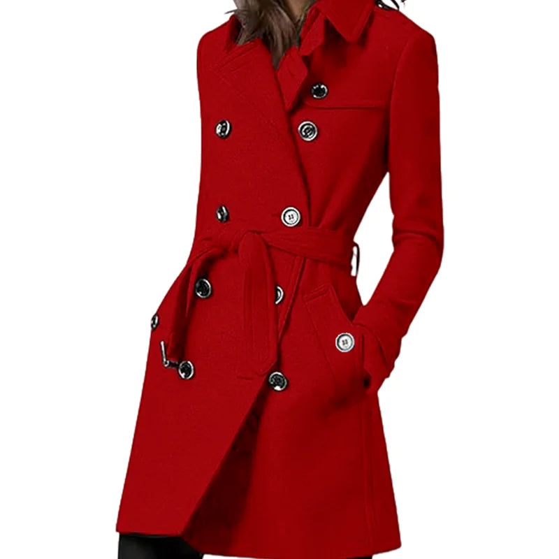 Trenchcoat i ull til dame