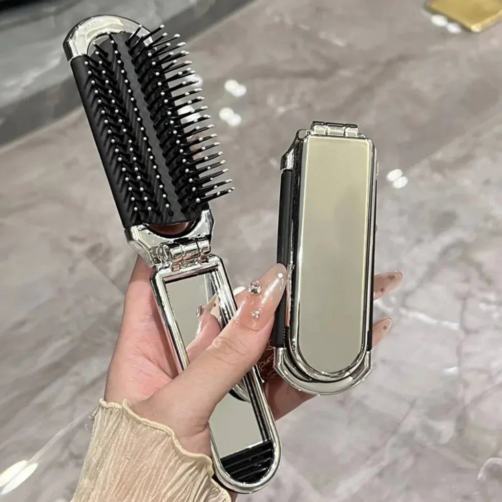 Folding Mirror Hair Brush