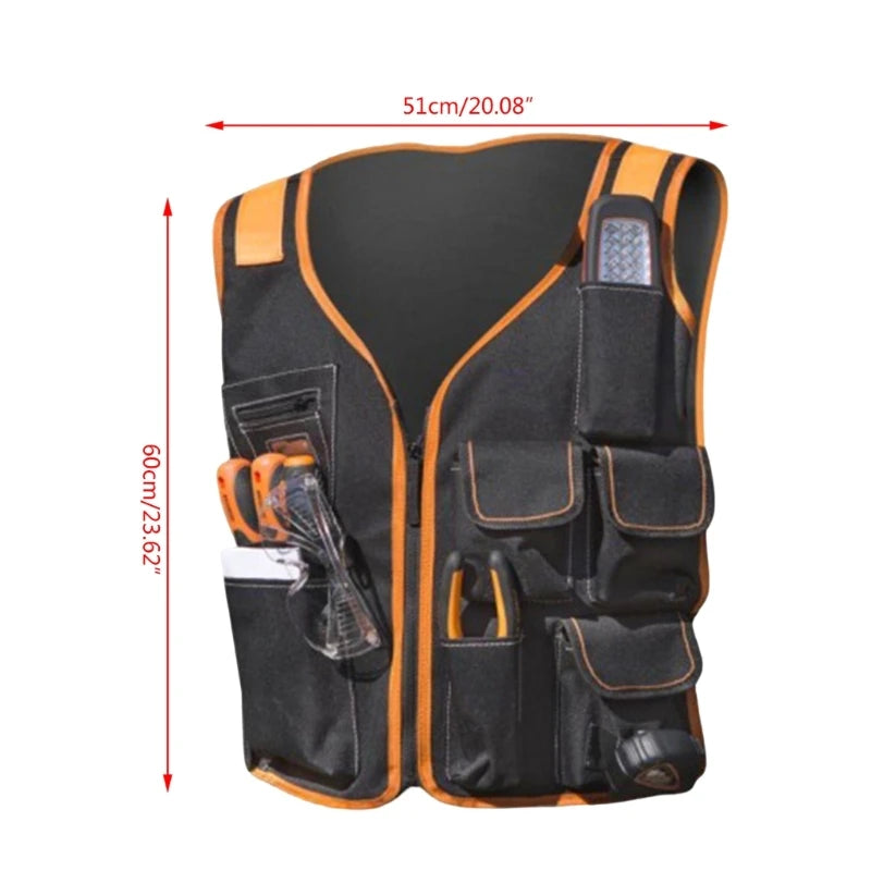 Chaleco de trabajo práctico, chaleco de herramientas, múltiples bolsillos, diseño ergonómico