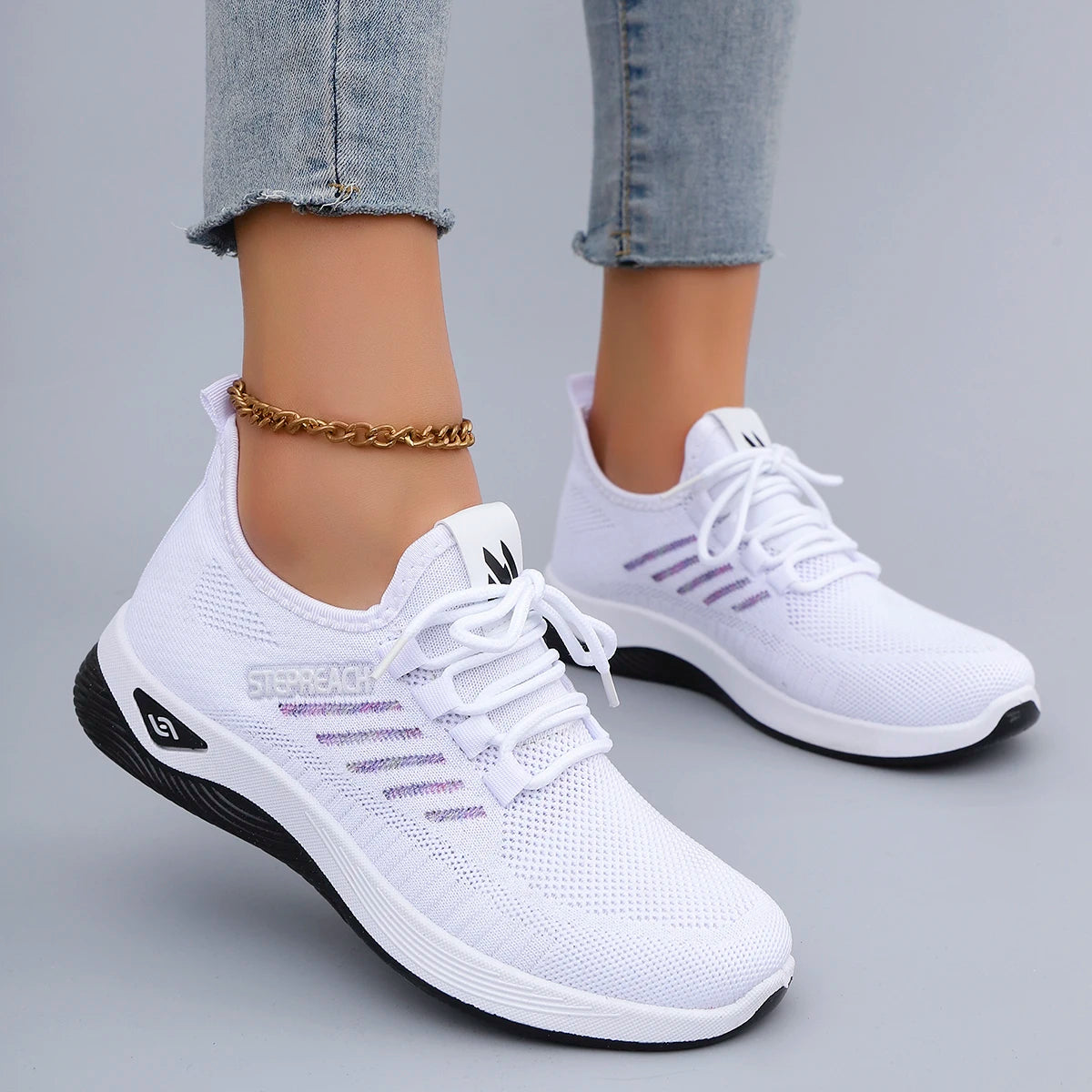 Spring and Autumn New Women's Casual Lace up Comfortable, Breathable, Lightweight and Wear-Resistant Sports Shoes