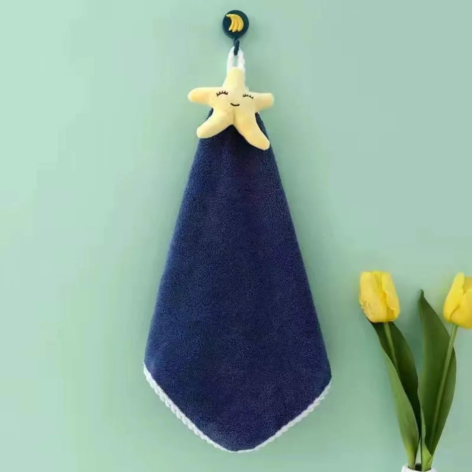 Serviette à main suspendue en polaire corail épaisse et absorbante, motif dessin animé, cadeau