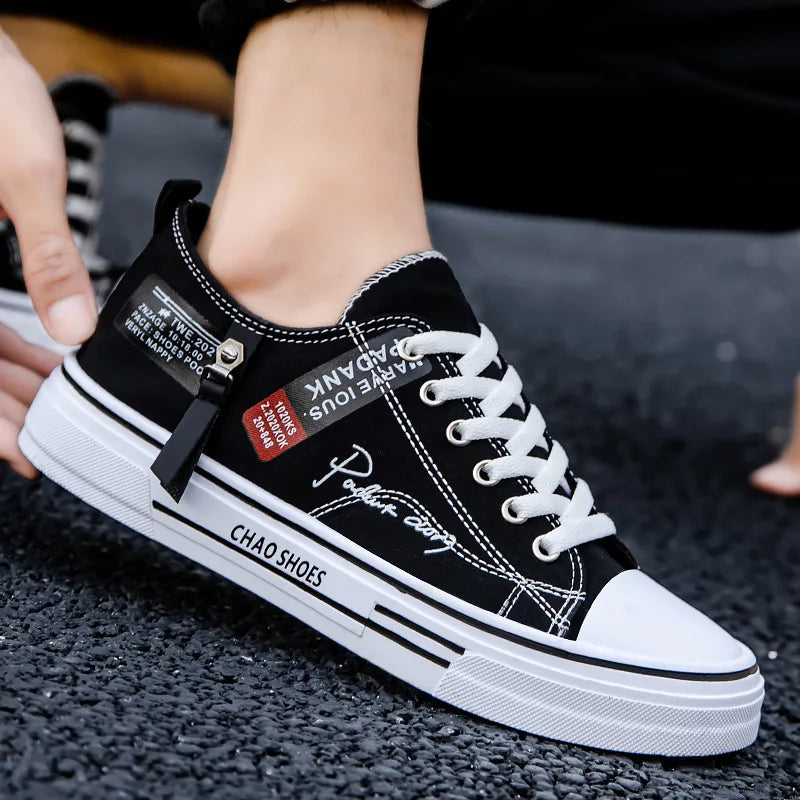 Summer Men's Canvas Sneakers Low-Top Casual Breathable Shoes for Teen Trendy Lightweight Youth Streetwear Comfort Footwear