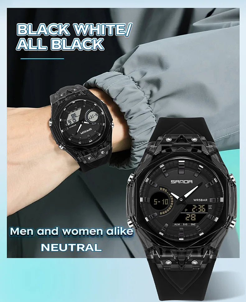 Relojes deportivos digitales para hombre, marca de lujo, relojes de pulsera de cuarzo para hombre, reloj de pulsera multifunción de doble pantalla