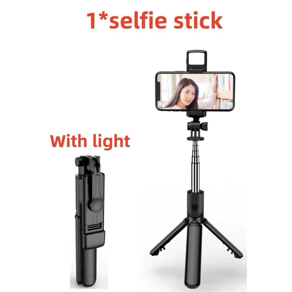 FANGTUOSI Selfiestang Stativ Uttrekkbar Trådløs Bluetooth Fjernkontroll Bærbar Smarttelefon Stativfeste For iOS Android Telefon
