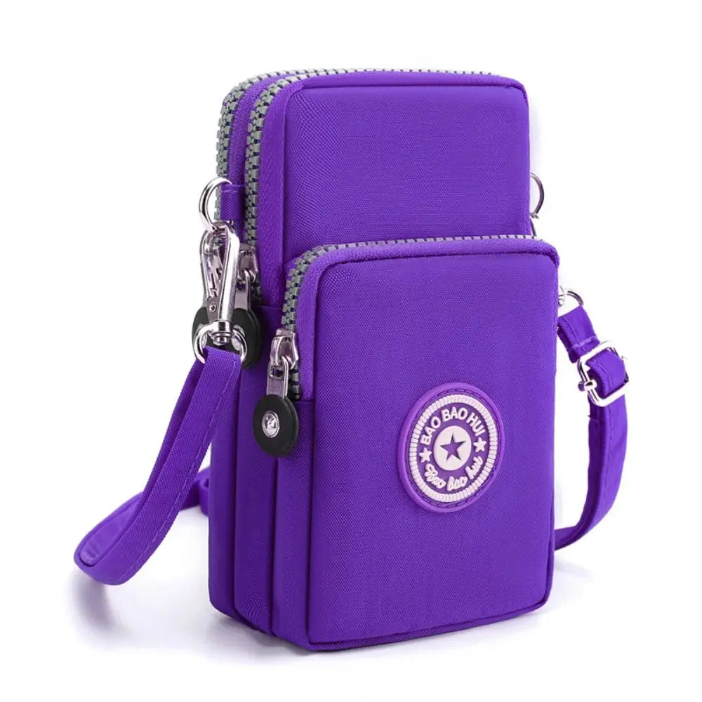 Solid Color Fabric Phone Purse Mobile Phone Bag Women Crossbody Bag Wrinkle Arm Bag Small Shoulder Bag Korean Style Wallets