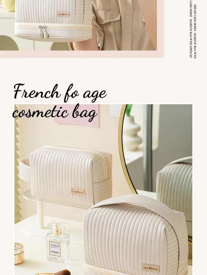 Bolsa de maquillaje de gran capacidad, estuches de cosméticos para mujer, organizador de maquillaje, neceser de belleza portátil, artículos de viaje esenciales, neceser de aseo.
