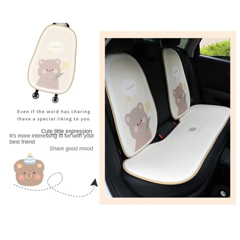Bear Cartoon Bear Car Seat Cushion Protector Mat Breathable Summer Breathable Seat Pad Honeycomb Dust Proof Car Ice Silk Cushion