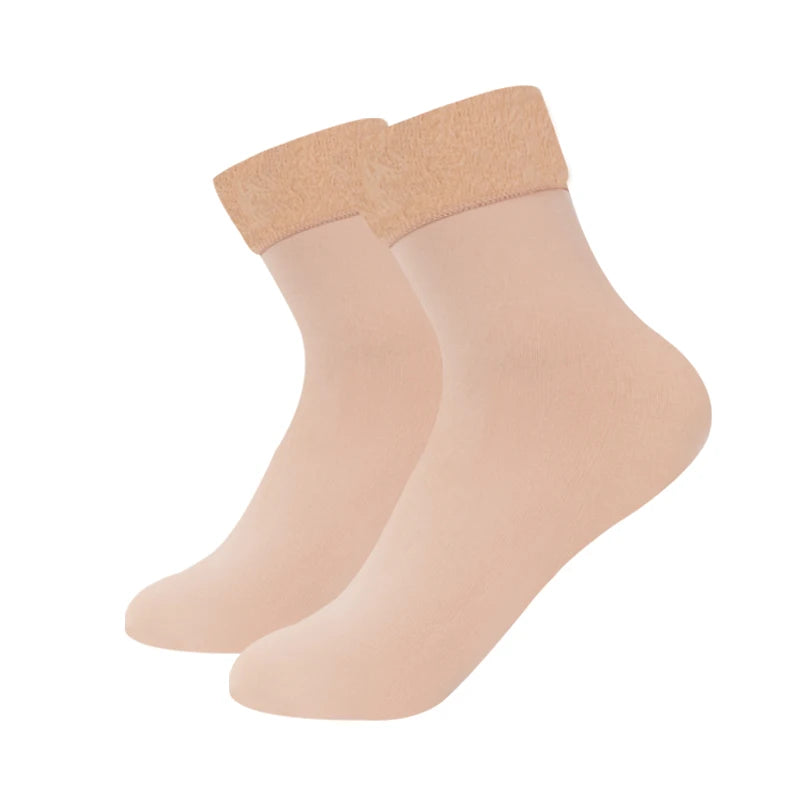 Snøsokker Midtre rør Ensfarget vinter Pluss fløyel Tykk hudfarge Holder varme og kalde sokker Komfortable Herre Dame Gulvsokker