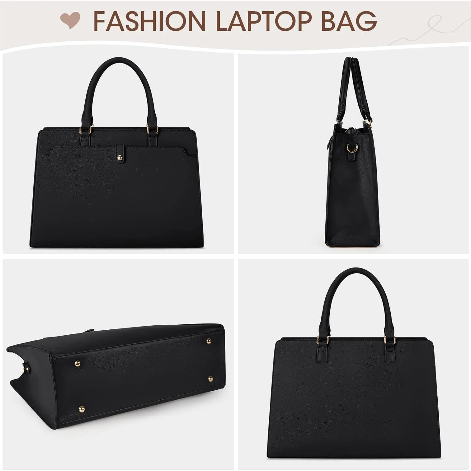 Large Capacity Laptop Bag for Women 15.6 Inch Laptop Tote Bag Leather Work Bag Waterproof Briefcase Business Office Computer Bag