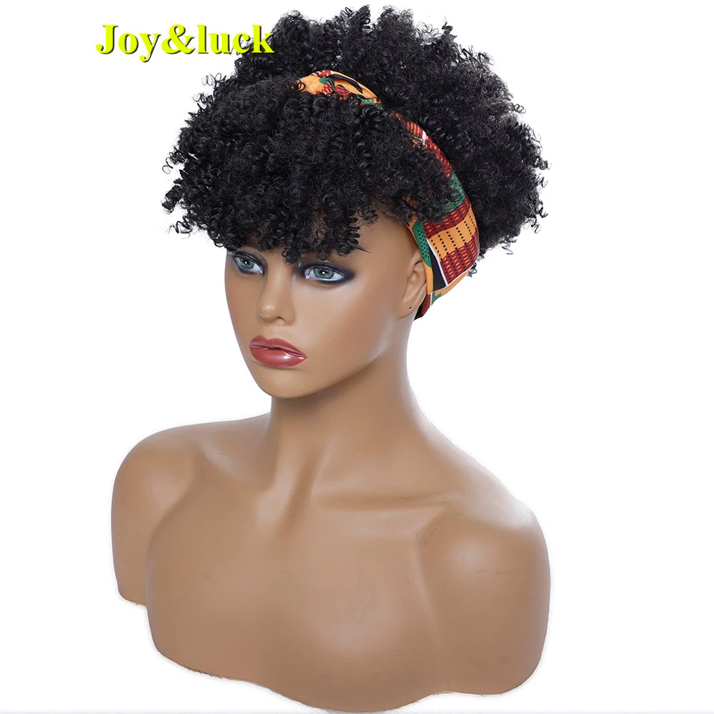 Burgundy Afro Curly Headband Wig