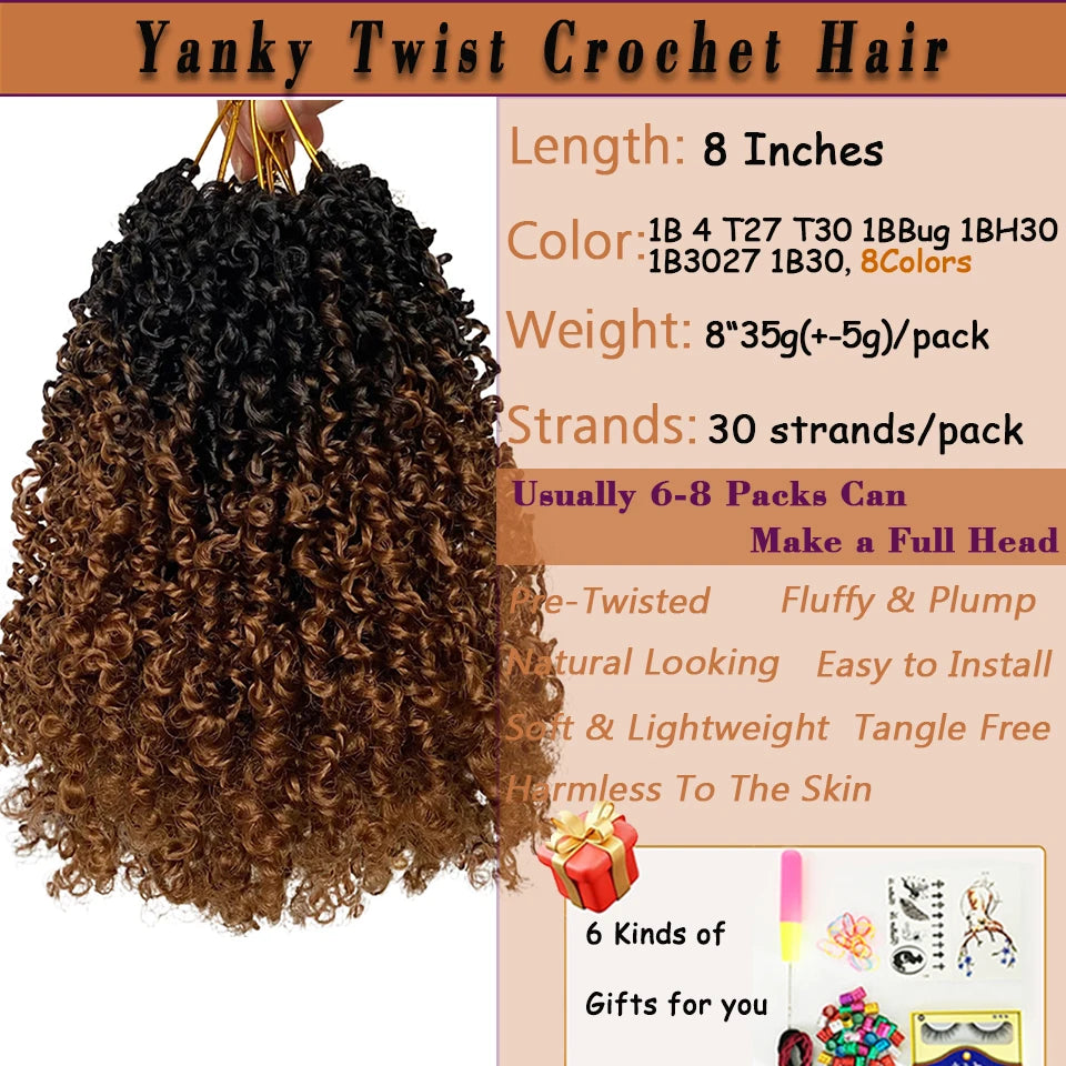 Yanky Twists Crochet Hair Blonde Ginger 1B30 Ombre Red Natural 1B 4 T30 Yanky Twist Curls Crochet Hair Extension For Black Women