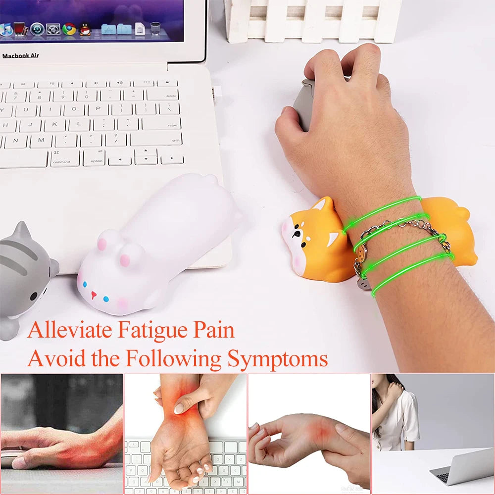 Håndleddsstøtte for mus, tastatur, datamaskin, albuepute, armstøtte for skrivebord, ergonomisk, kawaii, tegneserie, kontorrekvisita, hvit krage