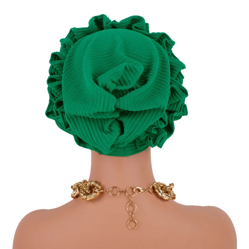 Ruffle Flower Women's Turban Cap Female Headscarf Bonnet African Headwraps Indian Hats Muslim Headwear Hat Turbante Mejur